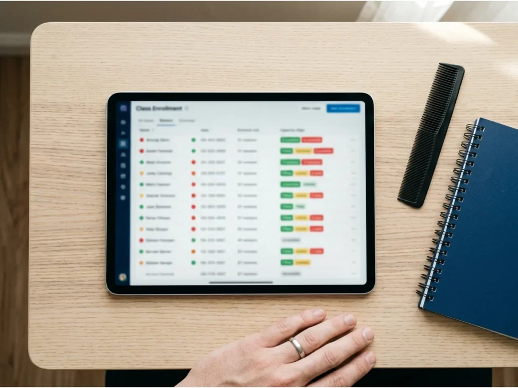 نرم افزار آموزشگاه آرایشگری؛ مرور ظرفیت و ثبت‌نام روی تبلت
