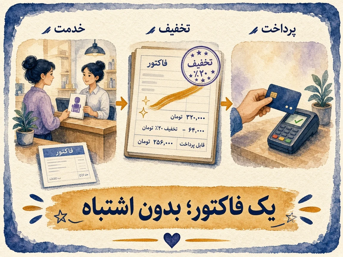 مسیر فاکتور با نرم افزار صندوق آرایشگاه