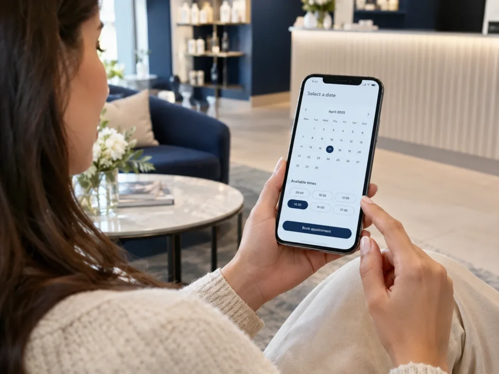 نرم افزار نوبت دهی آرایشگاه؛ مشتری در حال رزرو روی موبایل